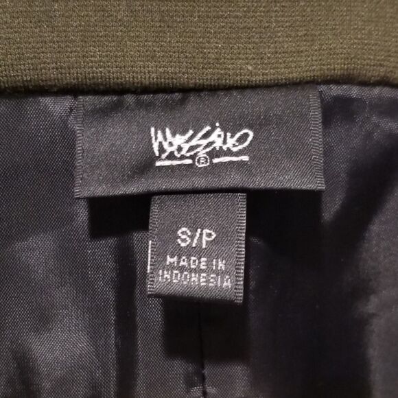 Mossimo Black Green Asymmetrical Zipper Moto Knit Jacket Size Small S/P - Picture 4 of 5